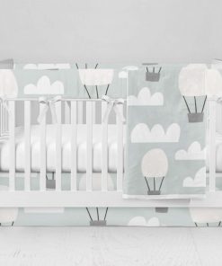 Bumperless Crib Set with Modern Skirt and Modern Rail Covers - Drift & Dream