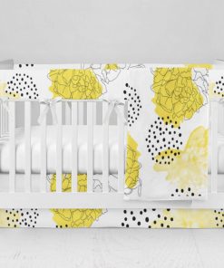Bumperless Crib Set with Modern Skirt and Modern Rail Covers - Sunny Blooms
