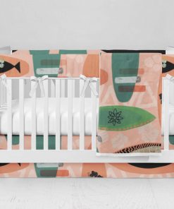 Bumperless Crib Set with Modern Skirt and Modern Rail Covers - Boards & More