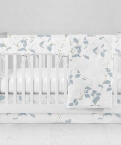 Bumperless Crib Set with Modern Skirt and Modern Rail Covers - Bloom Branches