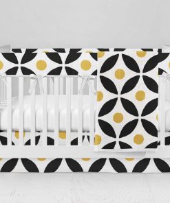 Bumperless Crib Set with Modern Skirt and Modern Rail Covers - Diner Dots Orange