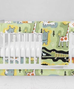 Bumperless Crib Set with Modern Skirt and Modern Rail Covers - All Smiles