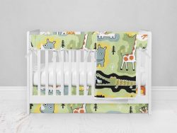 Bumperless Crib Set with Modern Skirt and Modern Rail Covers - All Smiles