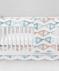 Bumperless Crib Set with Modern Skirt and Modern Rail Covers - Diamond Draw