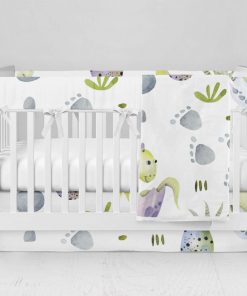 Bumperless Crib Set with Modern Skirt and Modern Rail Covers - Dragon Baby