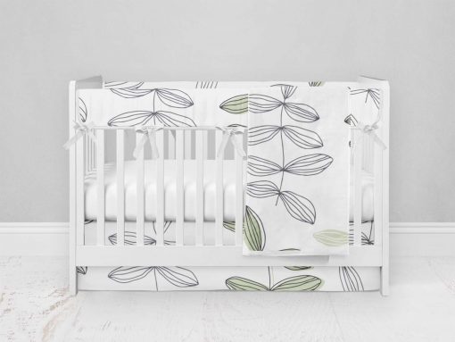 Bumperless Crib Set with Modern Skirt and Modern Rail Covers - Growing Up Inked