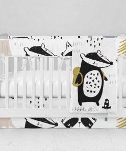 Bumperless Crib Set with Modern Skirt and Modern Rail Covers - Forest Creatures