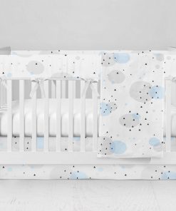Bumperless Crib Set with Modern Skirt and Modern Rail Covers - Geo