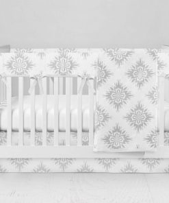 Bumperless Crib Set with Modern Skirt and Modern Rail Covers - Square Mod