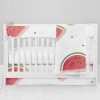 Bumperless Crib Set with Modern Skirt and Modern Rail Covers - Watermelon Slices & Seeds
