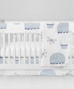 Bumperless Crib Set with Modern Skirt and Modern Rail Covers - Fly Higher