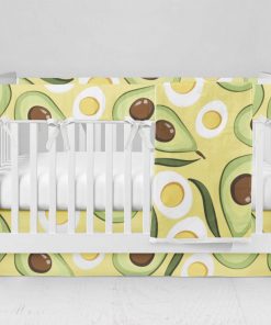 Bumperless Crib Set with Modern Skirt and Modern Rail Covers - Avocado