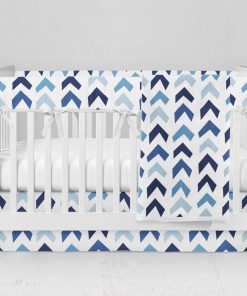 Bumperless Crib Set with Modern Skirt and Modern Rail Covers - Blue Arrow