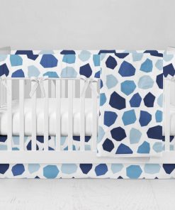 Bumperless Crib Set with Modern Skirt and Modern Rail Covers - Blue Stone