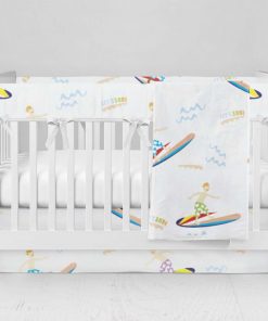 Bumperless Crib Set with Modern Skirt and Modern Rail Covers - Catcha Wave