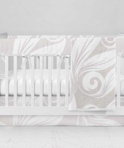 Bumperless Crib Set with Modern Skirt and Modern Rail Covers - Gentle Nature