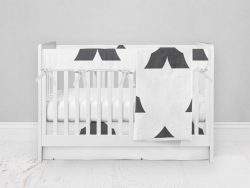 Bumperless Crib Set with Modern Skirt and Modern Rail Covers - Tented