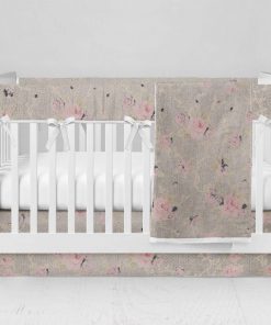 Bumperless Crib Set with Modern Skirt and Modern Rail Covers - Tiny Tapestry