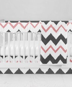 Bumperless Crib Set with Modern Skirt and Modern Rail Covers - Zig then Zag