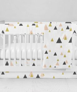 Bumperless Crib Set with Modern Skirt and Modern Rail Covers - Geo Angle