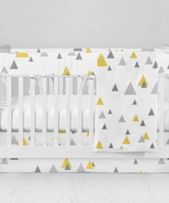 Bumperless Crib Set with Modern Skirt and Modern Rail Covers - Geo Angle Yellow