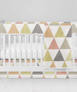 Bumperless Crib Set with Modern Skirt and Modern Rail Covers - Triangles