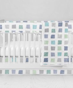 Bumperless Crib Set with Modern Skirt and Modern Rail Covers - Confetti