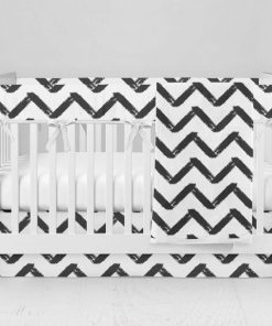 Bumperless Crib Set with Modern Skirt and Modern Rail Covers - Ziggy Zag