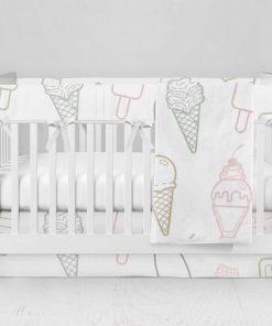 Bumperless Crib Set with Modern Skirt and Modern Rail Covers - Summer Sweets