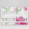 Bumperless Crib Set with Modern Skirt and Modern Rail Covers - Watercolor Heart Flowers