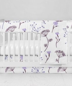 Bumperless Crib Set with Modern Skirt and Modern Rail Covers - Wildflower Wind