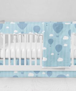 Bumperless Crib Set with Modern Skirt and Modern Rail Covers - Fly with Me