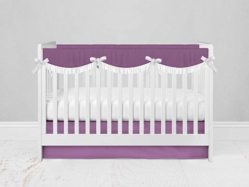Bumperless Crib Set with Modern Skirt and Scalloped Rail Covers - Purple