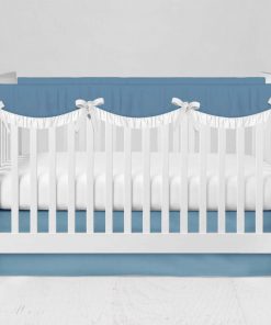 Bumperless Crib Set with Modern Skirt and Scalloped Rail Covers - Bright Blue