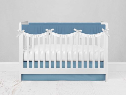 Bumperless Crib Set with Modern Skirt and Scalloped Rail Covers - Bright Blue