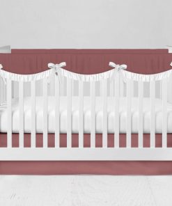 Bumperless Crib Set with Modern Skirt and Scalloped Rail Covers - Rose