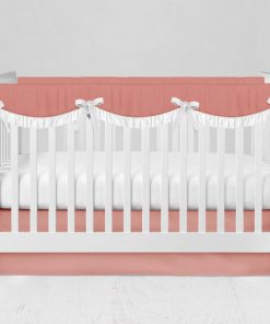Bumperless Crib Set with Modern Skirt and Scalloped Rail Covers - Peach