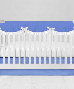 Bumperless Crib Set with Modern Skirt and Scalloped Rail Covers - Periwinkle