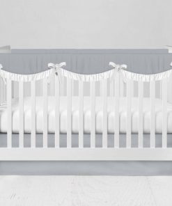 Bumperless Crib Set with Modern Skirt and Scalloped Rail Covers - Light Gray