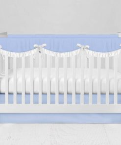 Bumperless Crib Set with Modern Skirt and Scalloped Rail Covers - Blue
