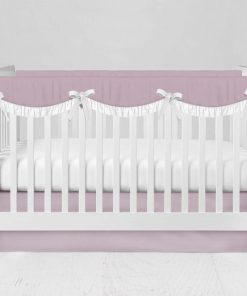 Bumperless Crib Set with Modern Skirt and Scalloped Rail Covers - Bright Pink