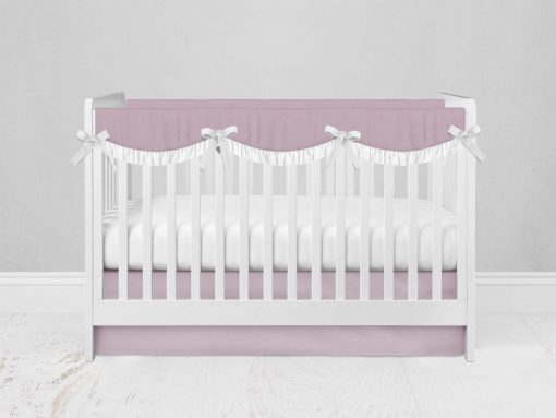 Bumperless Crib Set with Modern Skirt and Scalloped Rail Covers - Bright Pink