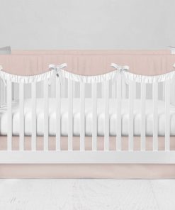 Bumperless Crib Set with Modern Skirt and Scalloped Rail Covers - Pink
