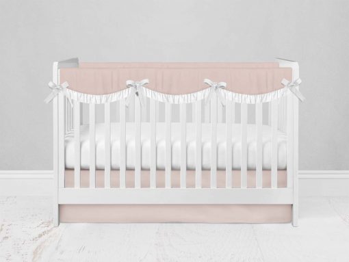 Bumperless Crib Set with Modern Skirt and Scalloped Rail Covers - Pink