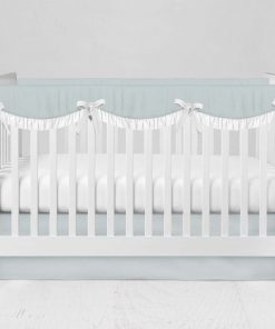 Bumperless Crib Set with Modern Skirt and Scalloped Rail Covers - Light Blue