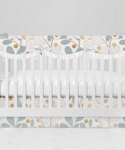 Bumperless Crib Set with Modern Skirt and Scalloped Rail Covers - Wall Flower