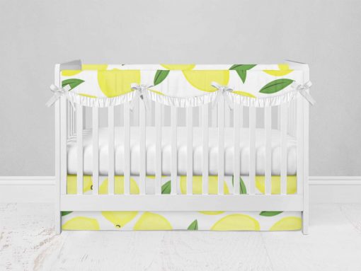 Bumperless Crib Set with Modern Skirt and Scalloped Rail Covers - Lively Lemons