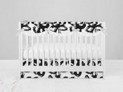 Bumperless Crib Set with Modern Skirt and Scalloped Rail Covers - Fab Flower