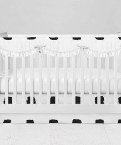 Bumperless Crib Set with Modern Skirt and Scalloped Rail Covers - Checked