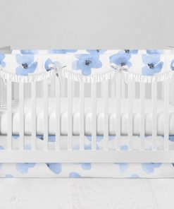 Bumperless Crib Set with Modern Skirt and Scalloped Rail Covers - Blue Violet